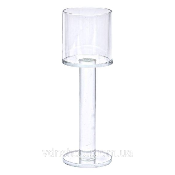 Подсвечник стеклянный на высокой ножке 6×18.5 см подсвечник бокал декоративный прозрачный | Зображення 1