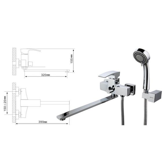 Змішувач для ванни Gappo Jacob G2207 | Зображення 1