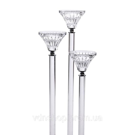 Підсвічник скляний на 3 свічки 12×37 см підсвічник декоративний прозорий на ніжці HP-4-17 | Зображення 3