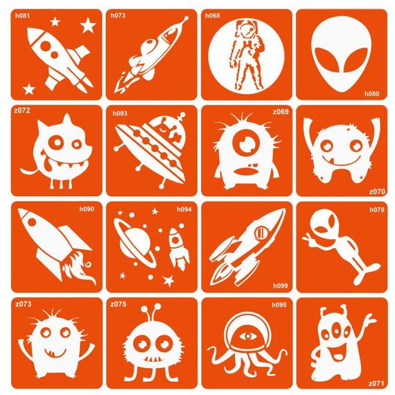 Набор трафаретов для био-тату "Monsters and rockets" monsters-and-rockets-16