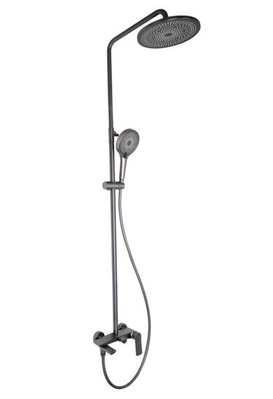 Душова система універсальна Qtap Slavonice Gunmetal Black PVD з виливом QTSLA111GMB45910
