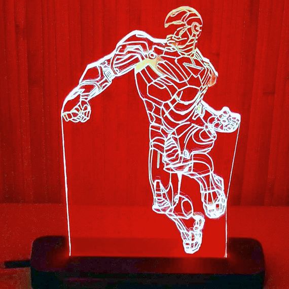 Акриловый светильник-ночник Железный Человек красный tty-n000009