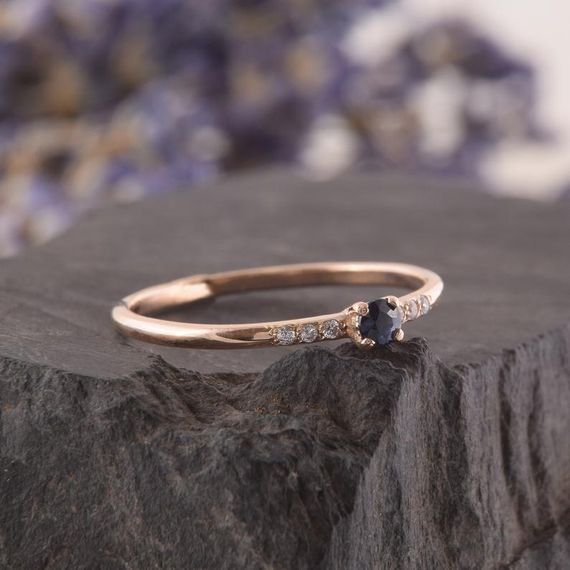 Кольцо из красного золота с сапфиром и бриллиантами 16 | Зображення 5