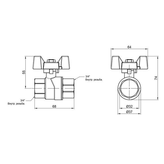 Кран кульовий Thermo Alliance Forte 1" ВР для газу (метелик) SF602G25 | Зображення 1