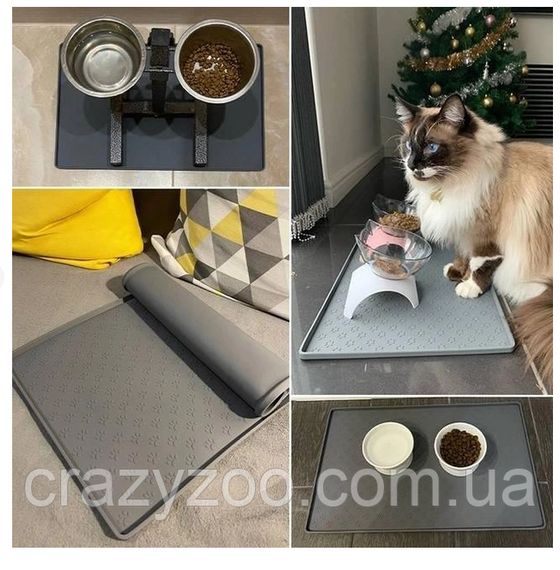 Силиконовый коврик под миску для собак и котов EcoToys серый 48х30 см 800313 | Зображення 5