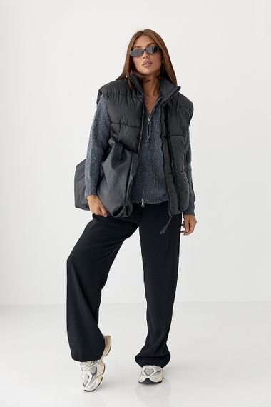 Жіноча тепла подовжена жилетка - чорний цвет, XL (є розміри) | Зображення 2