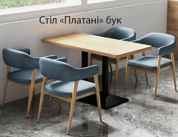 Стіл Платані 120х60 см на чорній металевій опорі, прямокутна стільниця | Зображення 1