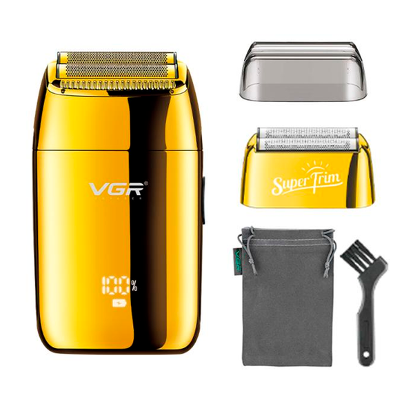 Электробритва VGR V-399 GOLD шейвер, влагостойкая, дополнительная насадка, LED дисплей