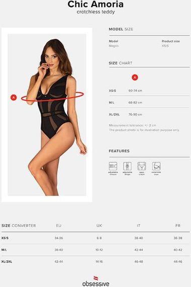 Боді з розрізом Obsessive Chic Amoria otwarte Чорне M/L | Зображення 4