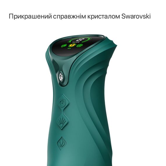Смарт пульсатор-кролик з вібрацією Zalo Mose 2 Turquoise Green, підігрів до 42 °C, кристал Swarovski | Зображення 2