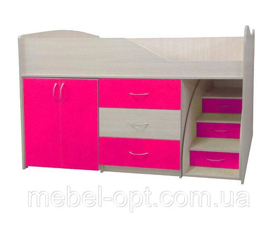 Ліжко-кімната Bed Room-5 колір малина (рожевий), висувні сходи-комод, висувний стіл, вибір кольору фасадів | Зображення 4
