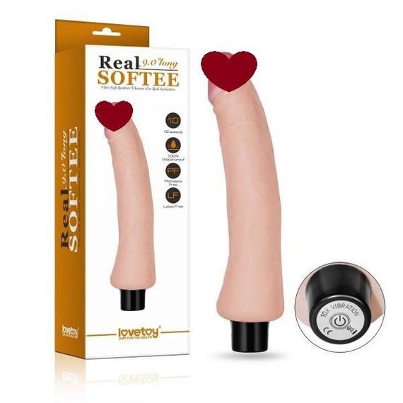 Вібратор з оригінальною формою вигину 9" Real Softee Sex Aura