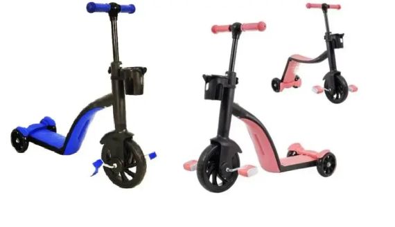 Детский самокат трансформер беговел с корзинкой Best Scooter 3 в 1