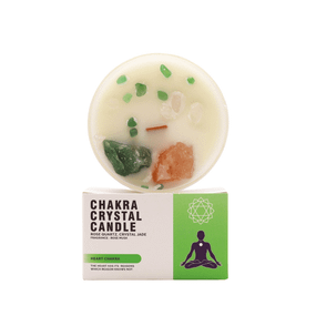Свічка соєва з камінням  Чакра серця дерев'яний гніт 360г Chakra 5056368333354