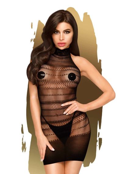 Мини-платье сетка с горлом Penthouse - Epic Night, Черный, XL, XL