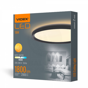 LED Світильник настінно-стельовий 18W 4000К 220V з декоративною підсвіткою чорний VL-DL3R-184B Videx
