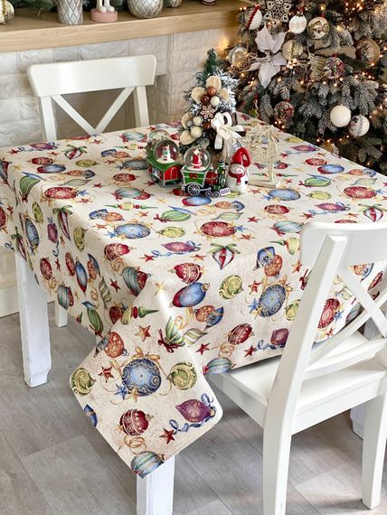 Скатертина гобеленова FIESTA Limaso, 137x260, Прямокутна, Новорічний, Золотий люрекс, 60% поліестер, 24% бавовна, 16% акрил, Гобелен | Зображення 6