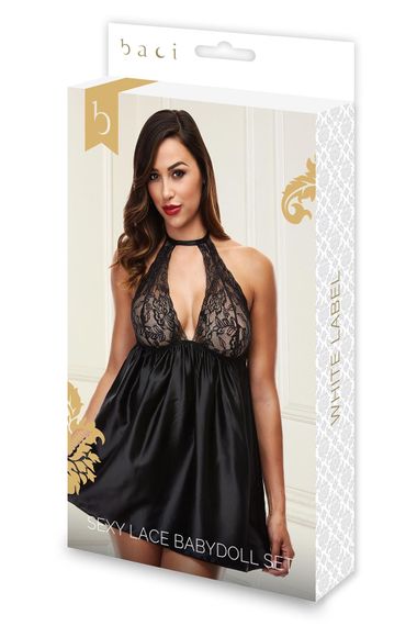 Пеньюар SEXY LACE BABYDOLL SET BLACK, S/M | Зображення 3