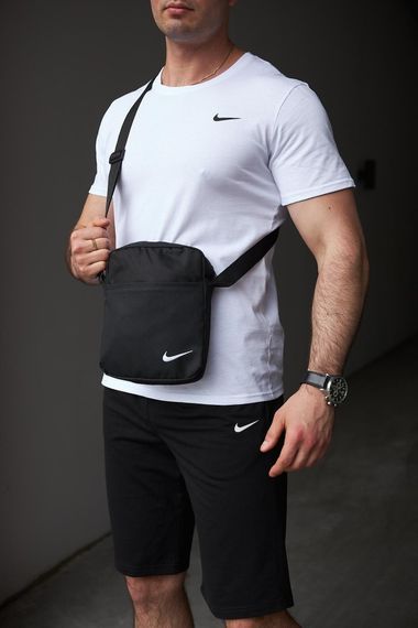 Комплект чоловічий Nike: футболка біла + шорти чорні + барсетка чорна (1586983583) | Зображення 2