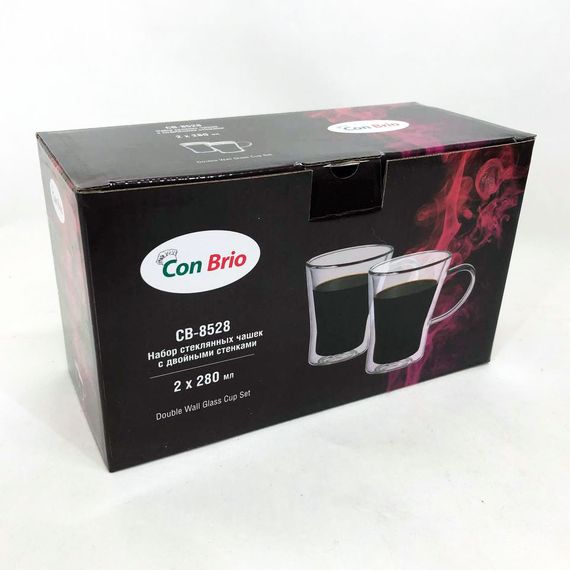 Чашки з подвійними стінками Con Brio 280 мл СВ-8528-2 2шт, кружки скляні з подвійним дном | Зображення 4