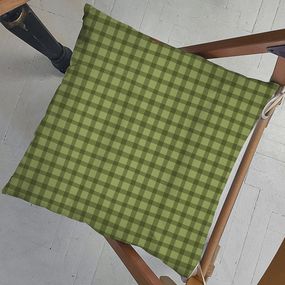 Подушка на стул с завязками Зеленая клетка 40x40x4 см (PZ_23NG025)