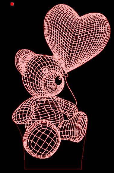 Акриловий світильник-нічник Ведмедик з серцем 3 червоний tty-n000417