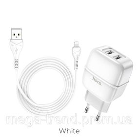 Адаптер мережевий Hoco Lightning cable Highway C77A |2USB, 2.4A|