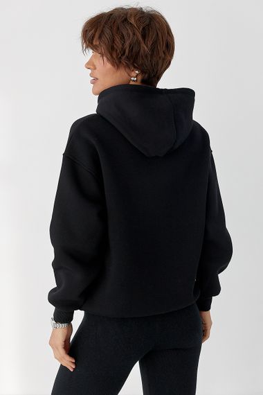 Тепле однотонне худі - чорний цвет, L (є розміри) | Зображення 1