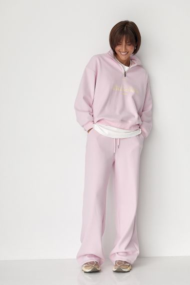 Теплий спортивний костюм з написами - пудра цвет, M/L (є розміри)