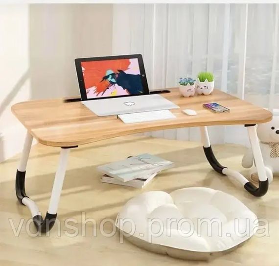 Стіл для ноутбука та планшета M&T Displays складний 60х40х28 матовий під дерево Темне дерево | Зображення 1