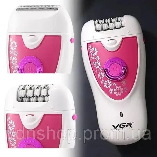 Епілятор VGR V-722 акумуляторний 2 швидкості 32 пінцети з насадками / Бездротовий епілятор | Зображення 1