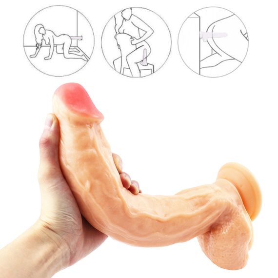 Великий реалістичний фалоімітатор з мошонкою та присоскою (30*5,8 см) | Зображення 1