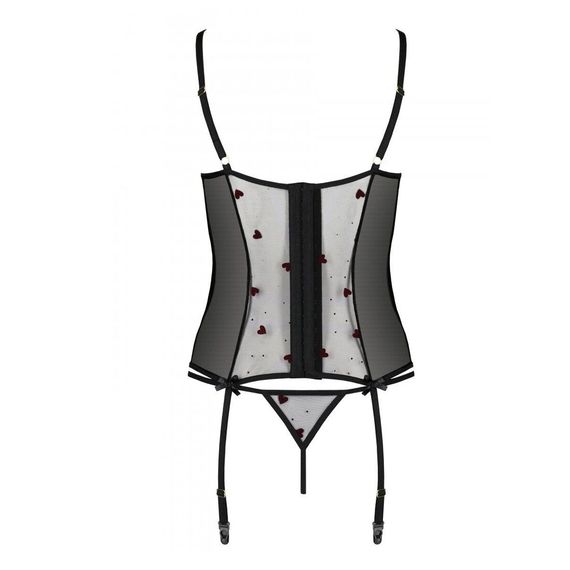 Корсет з підв'язками + стрінги Passion LOVELIA CORSET black, S/M | Зображення 5