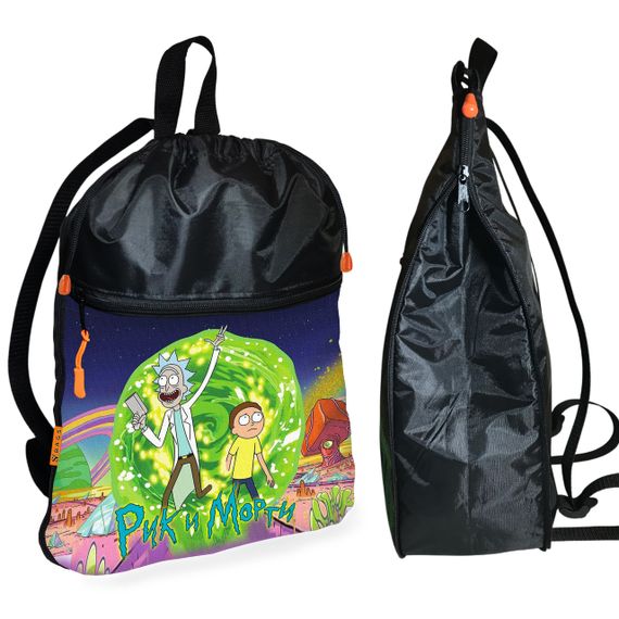 Рюкзак-мешок для обуви,спортивной формы Рик и Морти детская сумка для сменки с расширителем (01382)