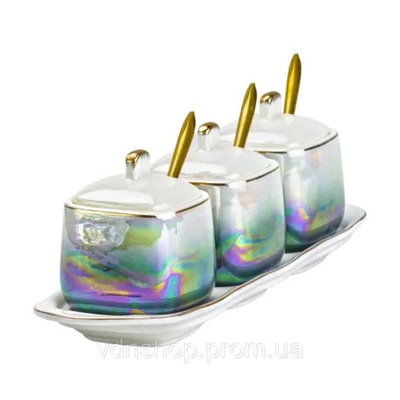 Набір для спецій порцелянаовий на підставці з ложками 3 шт по 300 мл HP6178 | Зображення 4