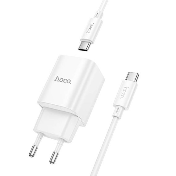 СЗУ Hoco C149A Charm PD30W+QC3.0 (1USB-A/1C) + кабель Type-C to Type-C White | Зображення 2