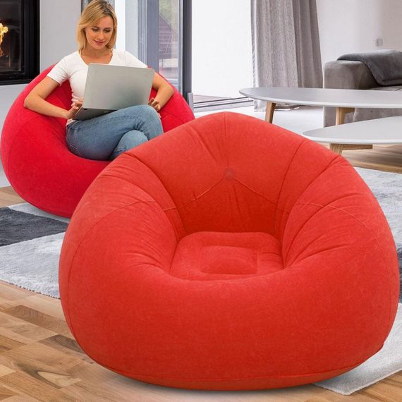 Надувное кресло-пуф Inflatable Sofa / Надувное кресло-мешок 110×110×85 см Красный