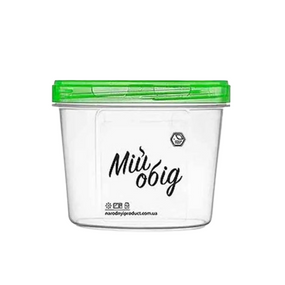 Контейнер для харчових продуктів 0,3л круглий прозорий/зелений Народний продукт