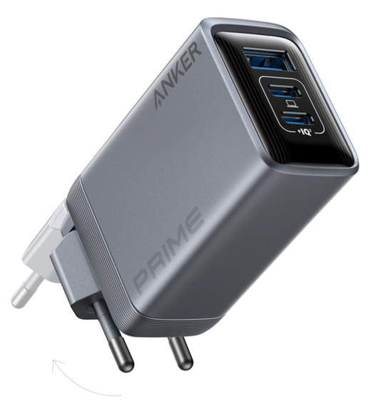 Мережевий зарядний пристрій Anker GaNPrime Charger - 100W, 2xUSB-C PD & 1xUSB-A Foldable Silver