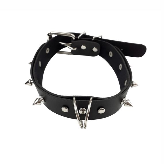 Ошейник с шипами и поводком Art of Sex Collar Spikes and Leash, Черный | Зображення 2