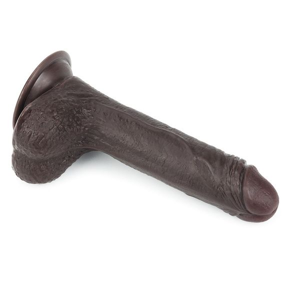 Фаллоимитатор Sliding Skin Dual Layer Dong с закрытой головкой, коричневый Sex Aura | Зображення 1
