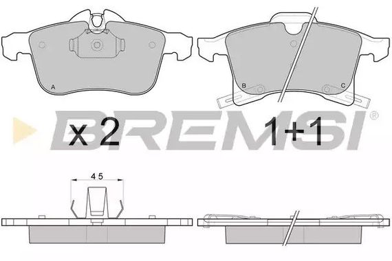 Колодки передні гальмівні Combo 01-/Astra H(ATE), Bremsi (BP3093) | Зображення 2