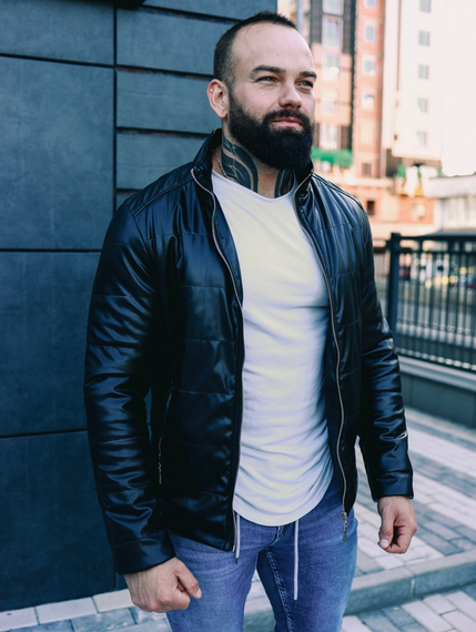 Кожанка чёрный S XL