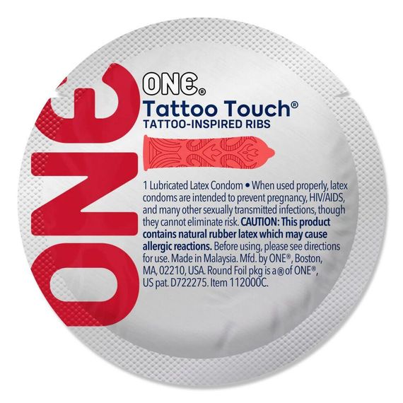 Набор презервативов ONE Tattoo Touch, 100 шт, с рельефом в виде тату, 3 разновидности, упаковка-тубус sexstyle | Зображення 4