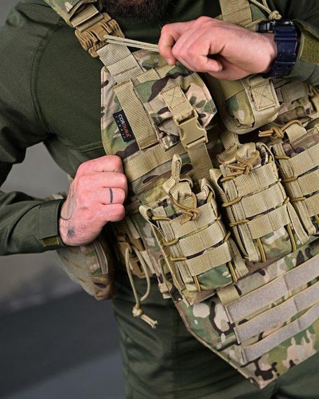 Качественная плитоноска 4 сброса с напашником Attack мультикам  ПП7563 | Зображення 7