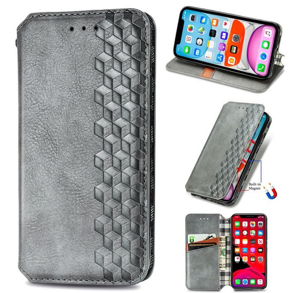 Кожаный чехол книжка GETMAN Cubic (PU) для Xiaomi Mi 10T / Mi 10T Pro Штучна шкіра, Слот для візитки, Сірий | Зображення 2