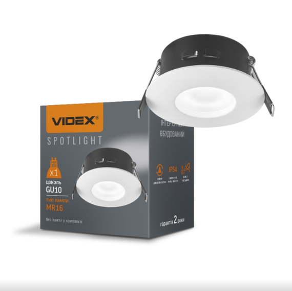 LED Світильник врізний під лампу GU10 круглий білий VL-SPF10R-W Videx