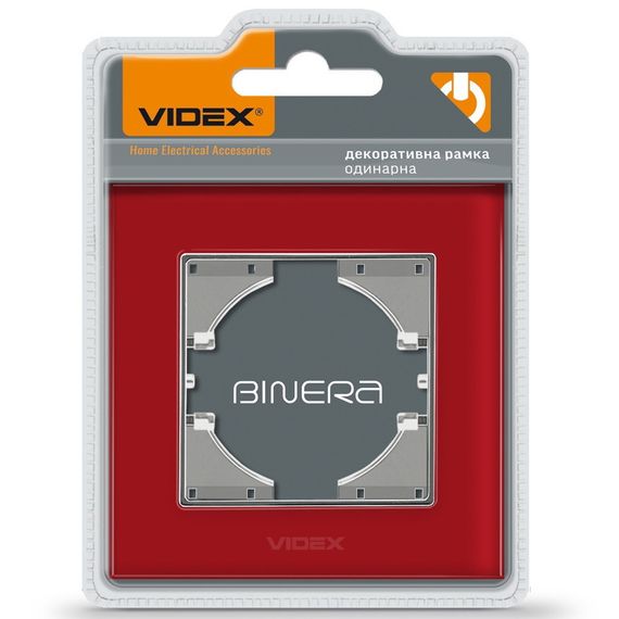 Рамка на 1 пост VIDEX BINERA VF-BNFRG1H-RD красная горизонтальная