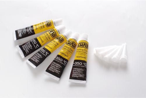 Герметик прокладок високотемпературний +350 °C, 100% силіконовий, чорний 5х25г (пачка 5 шт.) СИЛА 951438