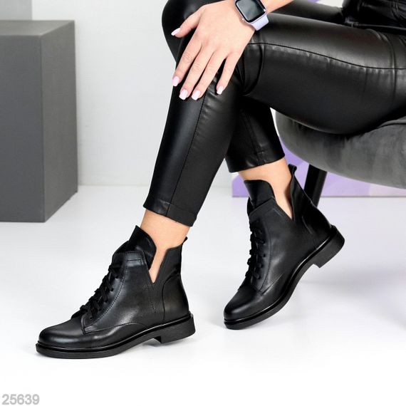 Чорні дизайнерські зимові черевики натуральна шкіра низький хід